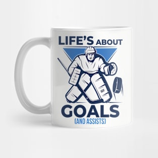 Cool Funny Life Goals & Assists Ice Hockey Game Team Players Mug